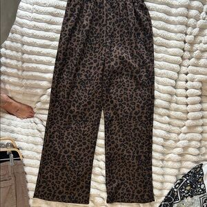 HALARA Leopard Print Wide Leg Pants - Brown and Black